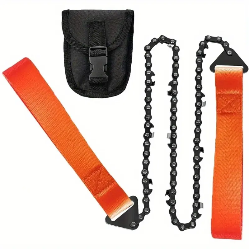 1pc Pocket Chain Saw with Handle, 36 Inch Chain Rope, 48 Bi Directional Teeth Portable Hand Saw, Compact Handheld Camping Survival Chain Saw, Quick Easy Cutting