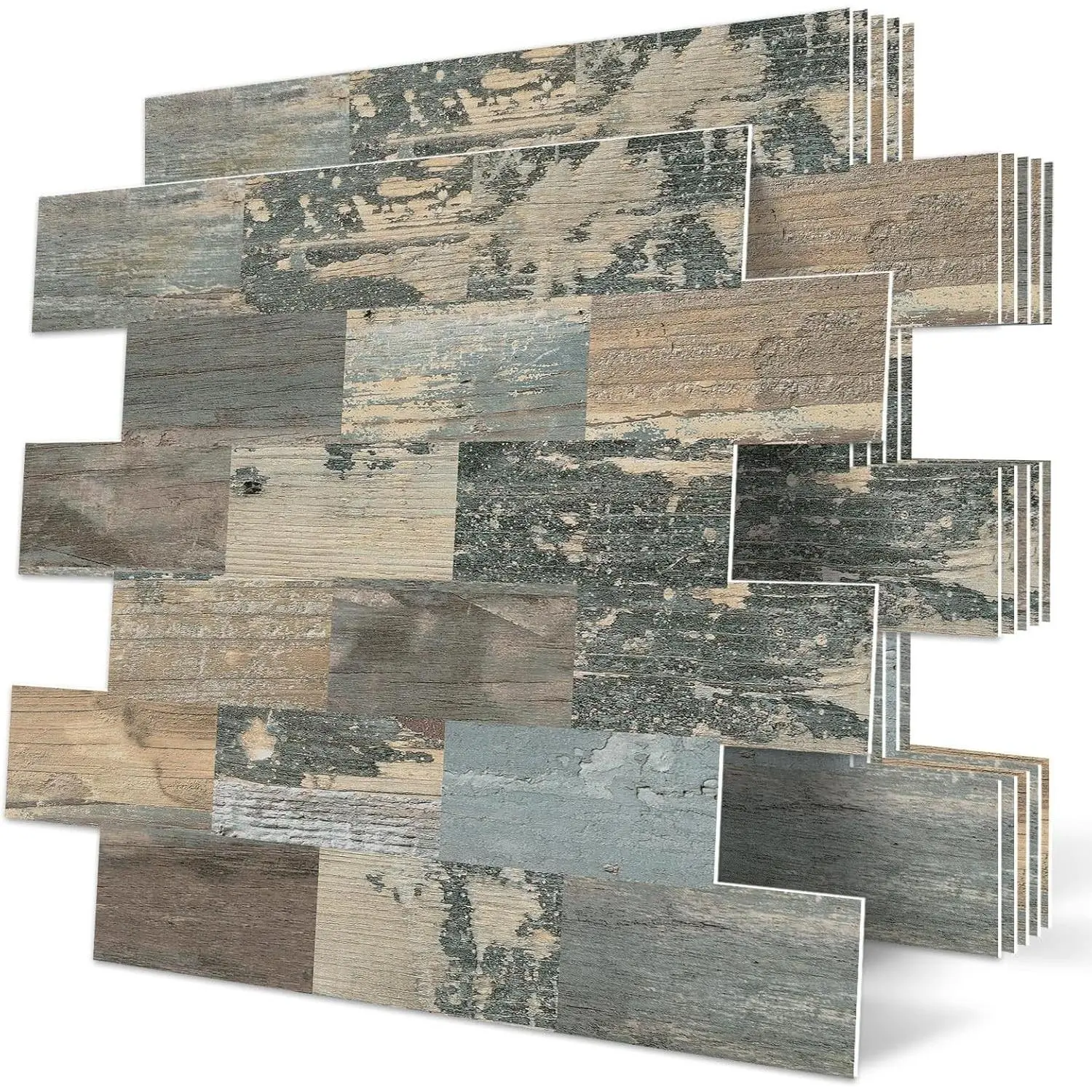 20 Sheet Peel and Stick Wall Tile Kitchen Backsplash Self Adhesive | Distressed,PVC,Rustic,Faux Wood, Country,Farmhouse,13.5" x 11.4"
