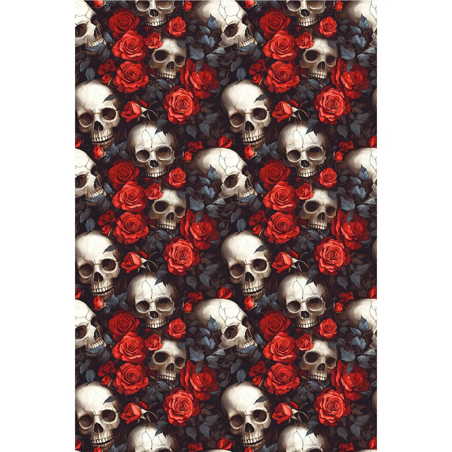 1 roll Self-adhesive skull flower wallpaper, removable gothic graffiti wallpaper, room background decoration, cabinet wall art, 45cm x 300cm