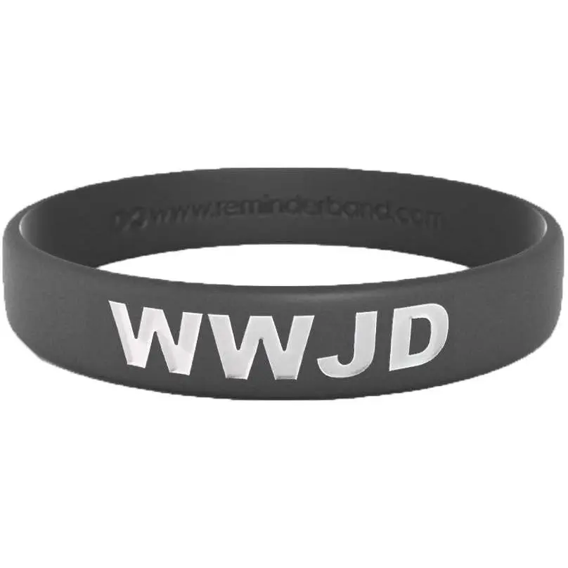 WWJD Black  Wristband Christian Rubber Bracelet | Faith inspired accessory with  message ideal during church groups outreach gifting causes fundraisers daily wear