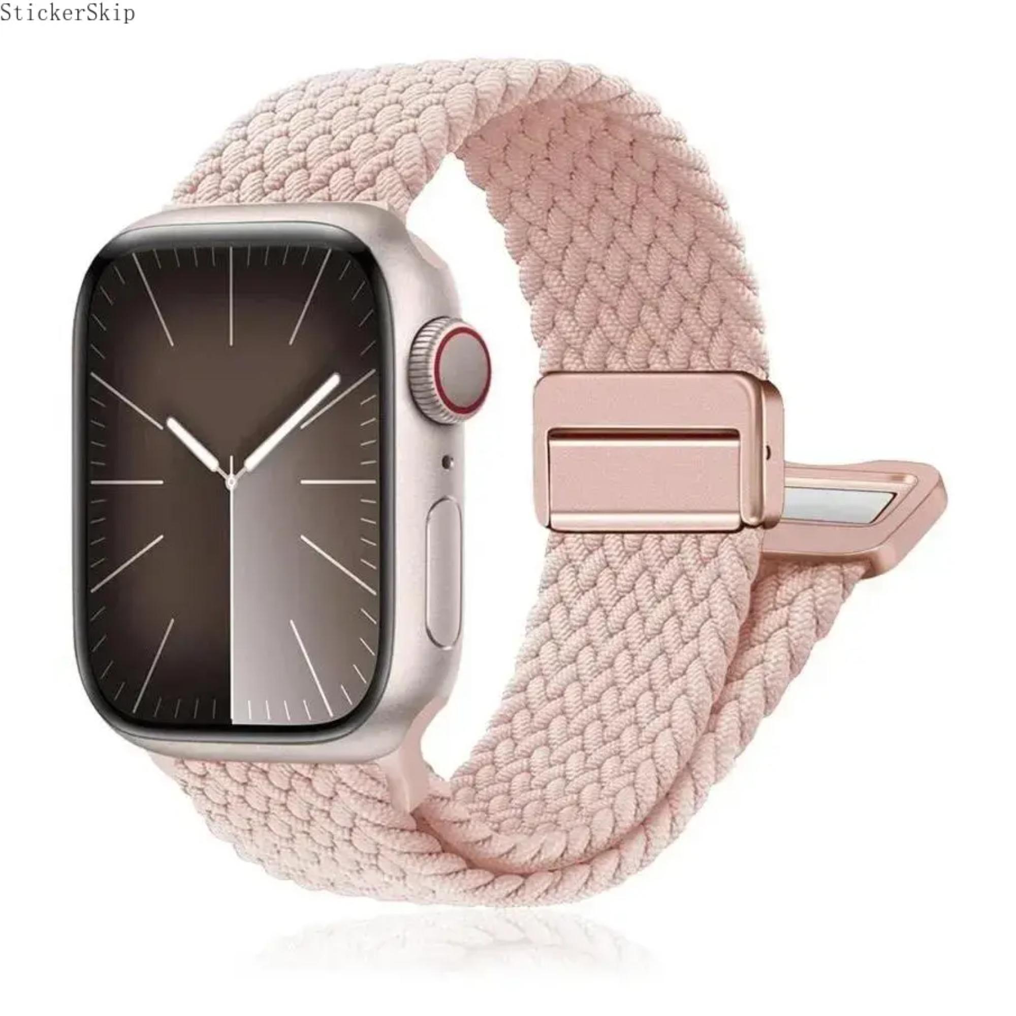 2026 NEW StickerSkipBraided Stretchy Bracelet Band Compatible with Apple Watch 38/40/41/42/44/45/46/49mm, Magnetic Clasp Soft Nylon Braided Sport Solo Loop