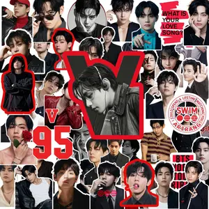 K-pop Idol V Sticker Pack 55 Pieces, Trendy Boy Group Accessories, Decorative Stickers for DIY, Phone Case & Planner