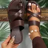 Women's Fashionable Plain Color Crossed Band Flat Sandals, Casual Comfortable Sandals for Beach, Outdoor, Daily Wear, Walking Shoes #GLOBAL PICKS