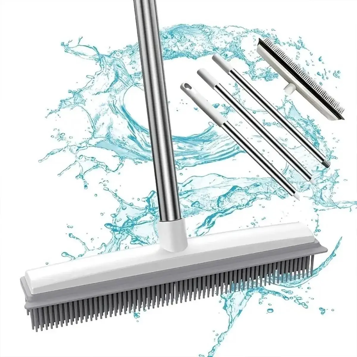 2 in 1 Pet Hair Removal Broom, Detachable Cleaning Broom, Multifunctional Long Handle Squeegee, Household Cleaning Tool for Home & Office