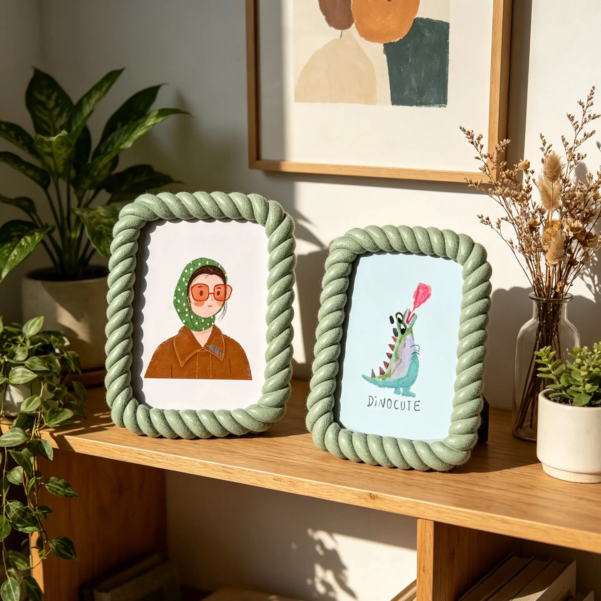 Resin Braided Edge Frame 6 Inch/7 Inch Acrylic Photo Frame, Creative Vintage Desktop Display, Home Decor, Child Gift Frame
