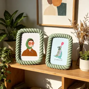 Resin Braided Edge Frame 6 Inch/7 Inch Acrylic Photo Frame, Creative Vintage Desktop Display, Home Decor, Child Gift Frame