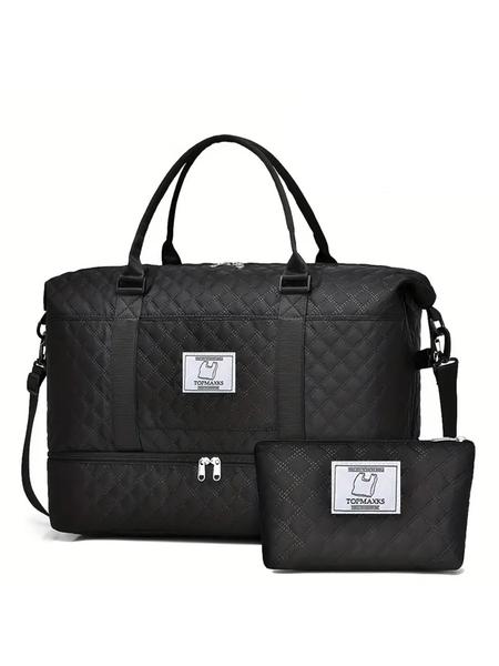 Fashion Simple and Versatile Solid Color Women's Bag, Unisex Travel Bag with Zipper and Shoe Bag, Lightweight Outdoor Activity Shoulder Bag Multi-functional Travel Organizer and Gift Idea, Travel Essentials Bag, Two-piece Set with Small Bag