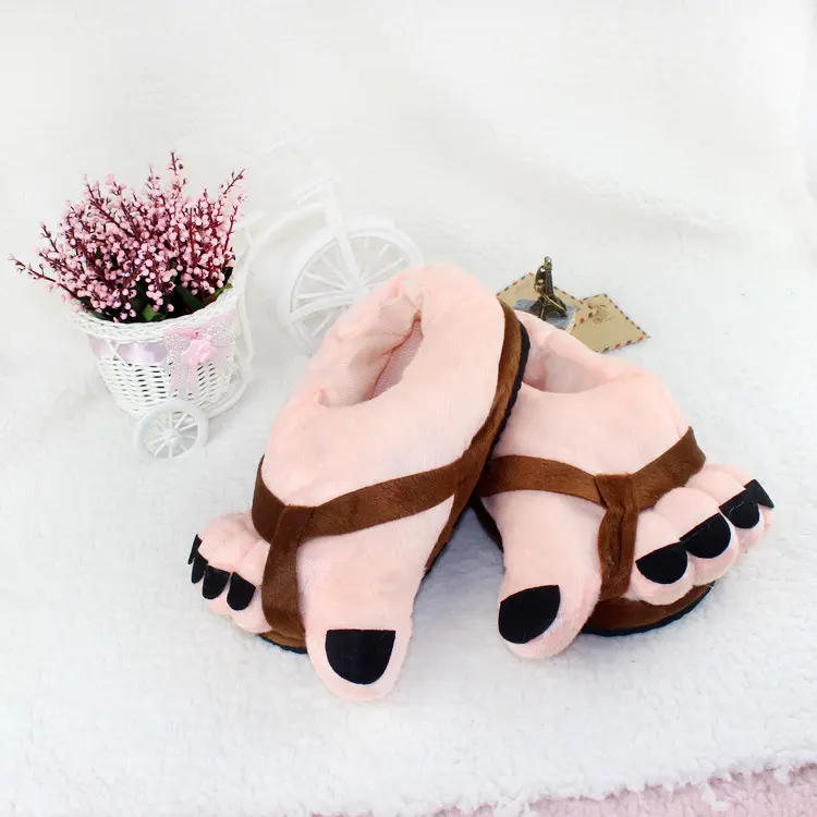 Funny Big Feet Plush Slippers for Women Men Novelty Monster Giant Bigfoot House Shoes Warm Fuzzy Winter Flip Flop Slippers Comfort Non Slip Bottom Cute Caveman Giant Feet Comfy Indoor Bedroom Slip On Loafers Gift