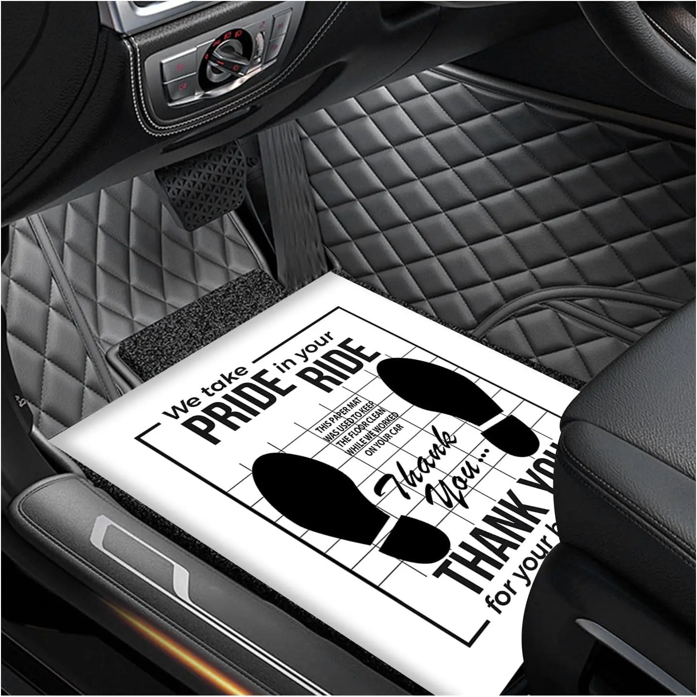 50 PCS Car Paper Floor Mats, 16 x 20 Inch Disposable Floor Mat Temporary Car Floor Protector, Waterproof Kraft Paper Floor Pad Automotive Mat Covers for Detailing Detail Wash (White)