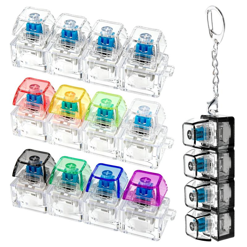 Keyboard Adult Fidget Toy Clicker Toy, Keyboard Fidget Keychain Cube Mechanical Key Button Clicker Stress Relief Gift for Office School Home to Pass The Time