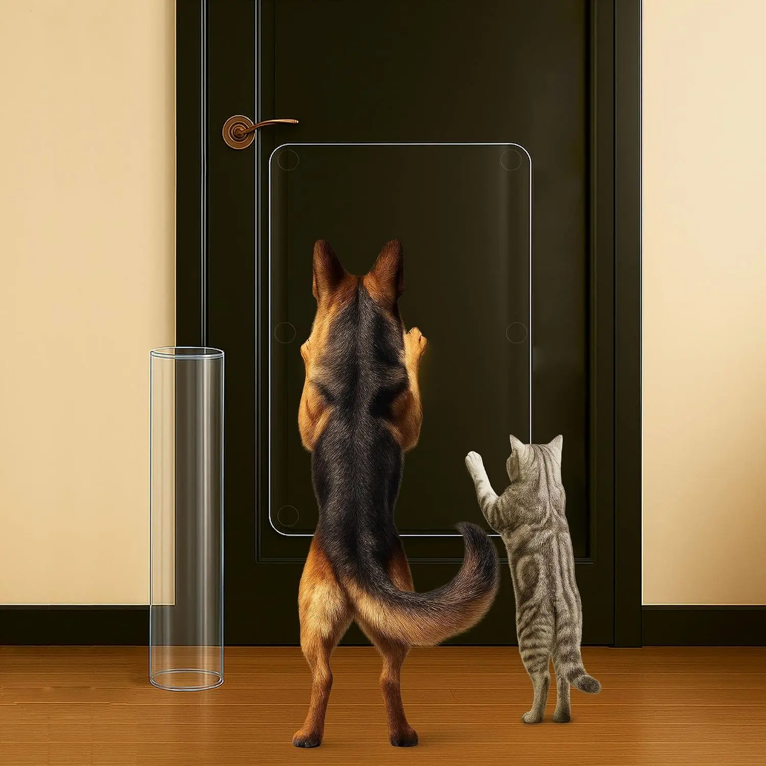 Heavy Duty Door Protector from   16 x 30'' Transparent PVC  Door Guard Protection, Easy Install & Remove Custom-Cut Anti-Scratch Shield for Interior Doors,   Prevention 1-Pack