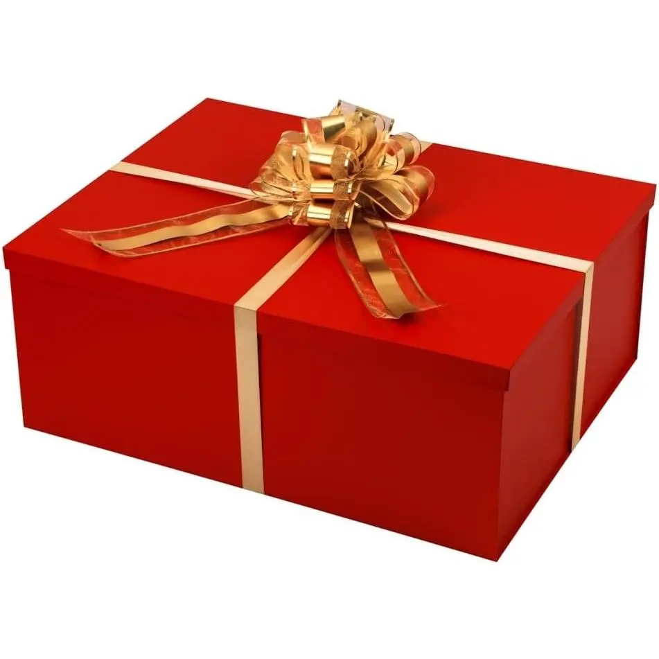 Red   Box 1 count 22x17x9 inch,luxury  Box with Lid for Presents Birthday Christmas Valentine's Day (Contain Pull Bows,Card,Envelope,Filler)
