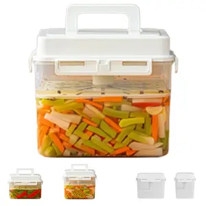 Airtight Kimchi Fermentation Container with Built-In Press Plate & Handle, Large Capacity Food-Safe Jar for Pickles, Olives, Chili Peppers, Leakproof Sealed Can for Grains, Fruits & Vegetables Fresh Keeping