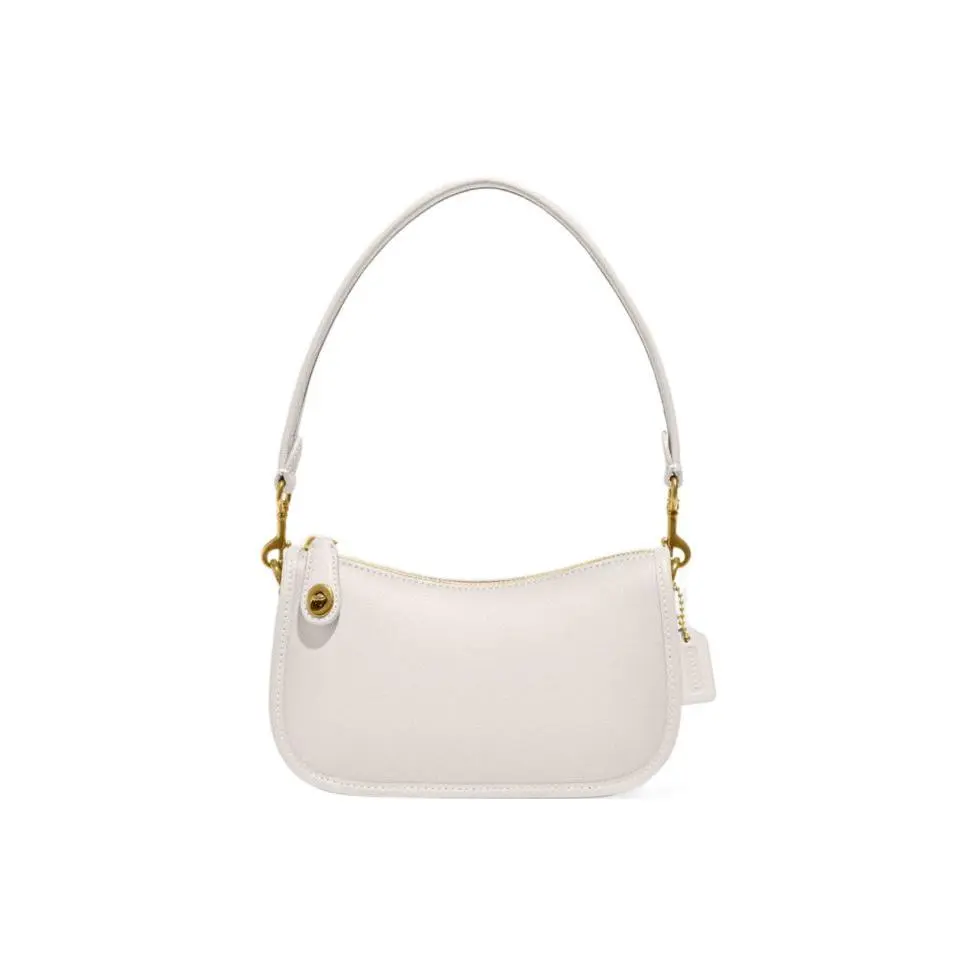COACH Swinger 20 Solid-Color Zip Top Handle Bag for Women – Pink and White Genuine Leather Crossbody Bag