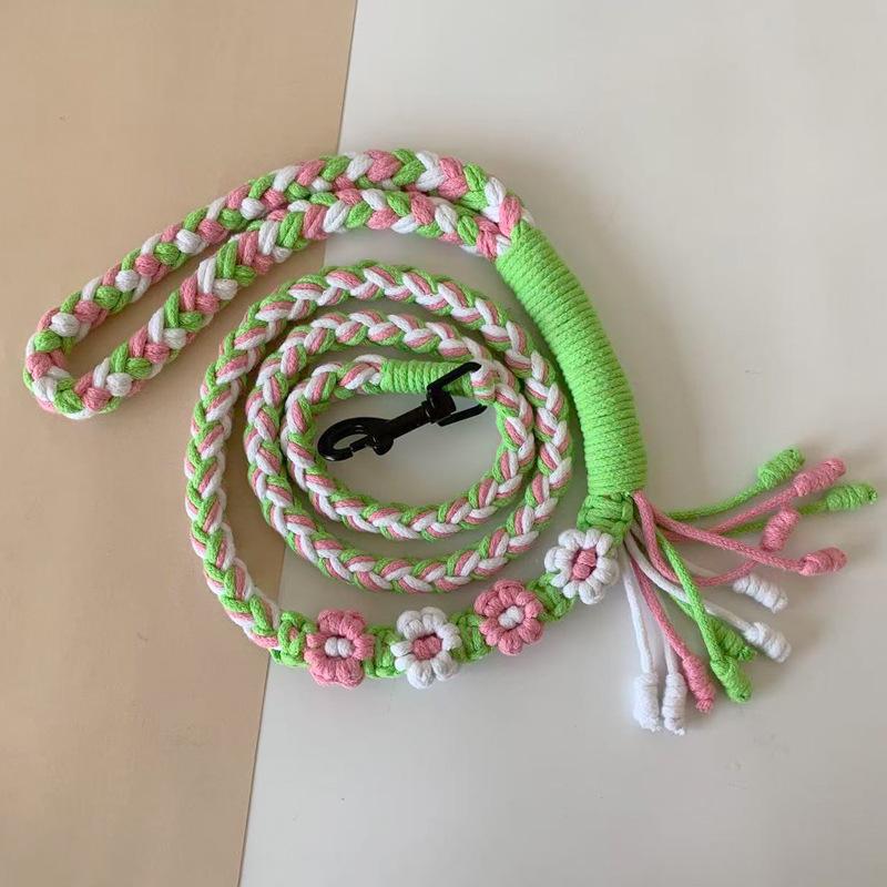 Universal Colorful Dog Leash - Handwoven Cotton Rope Lead for Small Medium Large Dogs - Heavy Duty & Soft Braided Pet Walking Leash - Creative Fashion Accessory for Outdoor Training