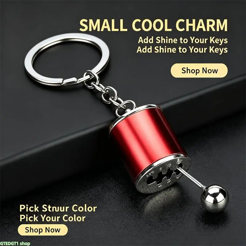 Aluminum Alloy Mini Gear Shifter Keychain, Manual Transmission Shift Knob Pendant With Metal Split Ring Chain, Multicolor Bag Ornament, Novelty Auto Decor Gift For Car Lovers Backpack Handbag Daily Use