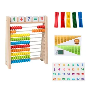 Wooden Abacus Math Game, Counting Tool for Home Education, 3-6 Years Old Boys Girls Toy Gift, Number Cards 1-100