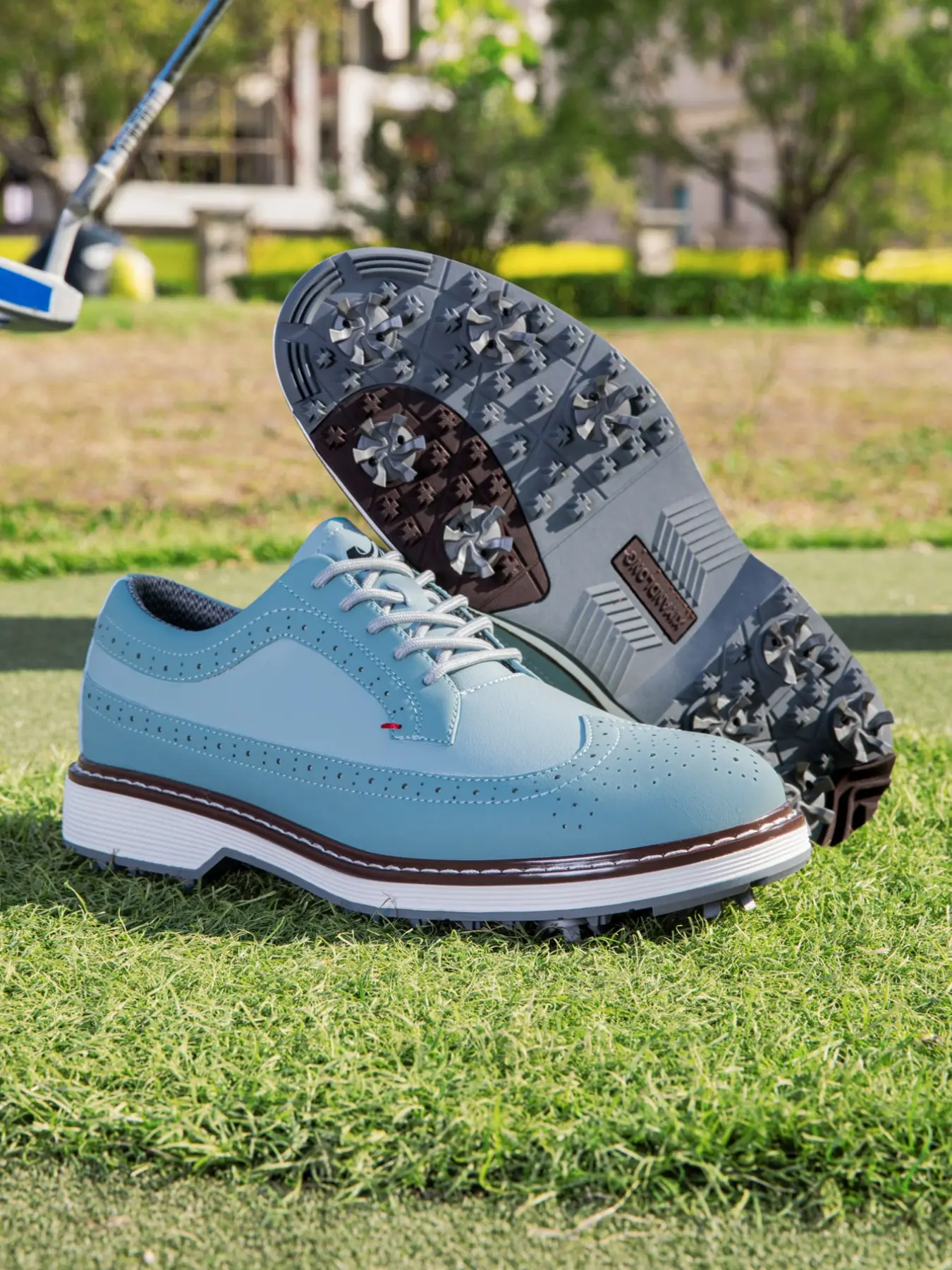 Men's Golf Shoes, Professional Outdoor Sports Shoes, Waterproof Leather Upper, Anti-Slip Sole, Stable and Comfortable, Strong Grip, Golf Casual Shoes