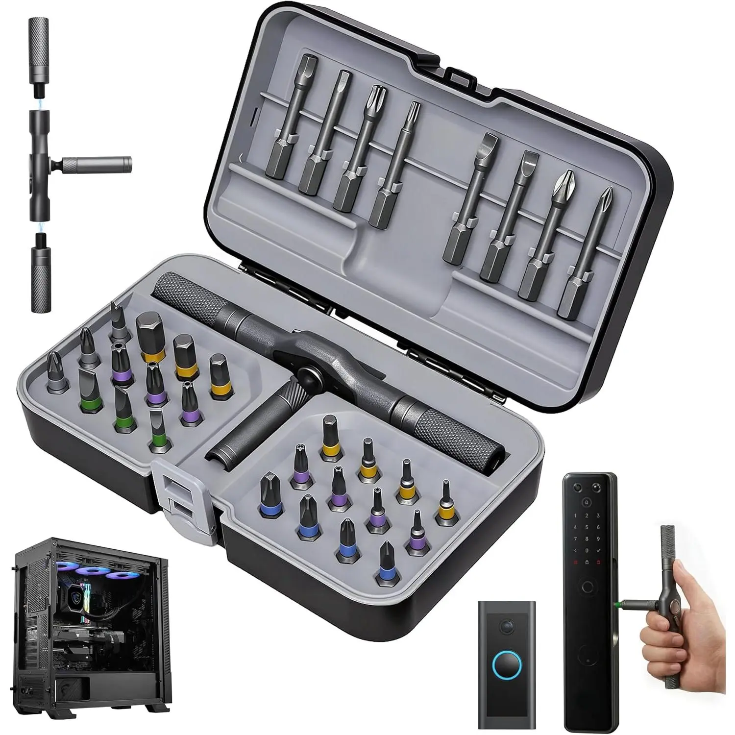 32-in-1  Ratchet  Set, 2026 Upgraded Multi Bit  Tool Set with Removable T Handle, 32 in 1 Ratchet Allen Wrench Set for DIY    Repair (32)