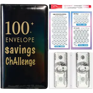 100 Envelopes Saving  Binder, Budget with  Envelopes and Saving ,  Stuffing Binder from 30 Days to 52 Weeks,to $500,$5,050 and $10,000 (A6-Black)