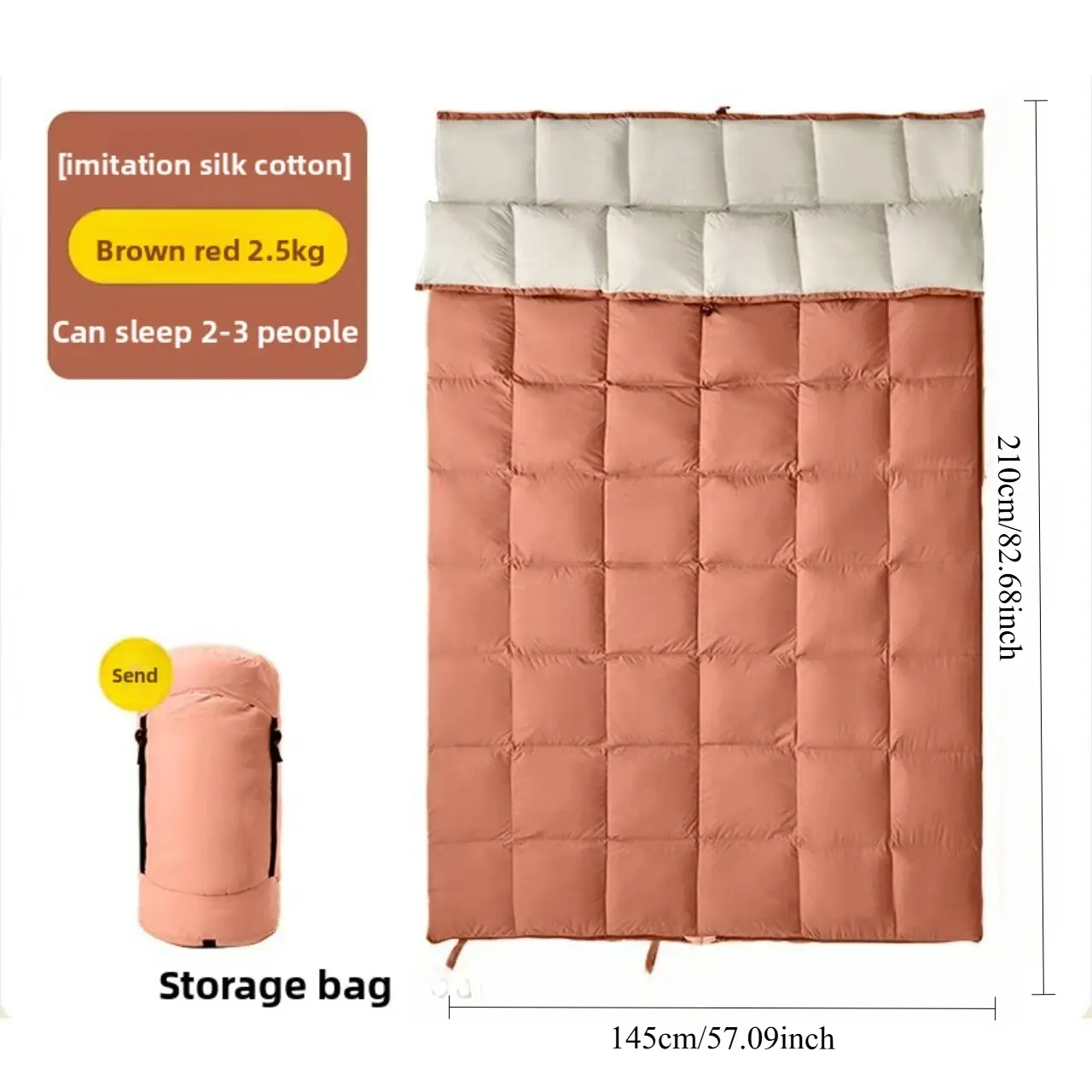 Outdoor Adult Sleeping Bag, Thickened Camping Travel Sleeping Bag, Warm and Portable, Dirty Isolation Sleeping Bag for Office Use