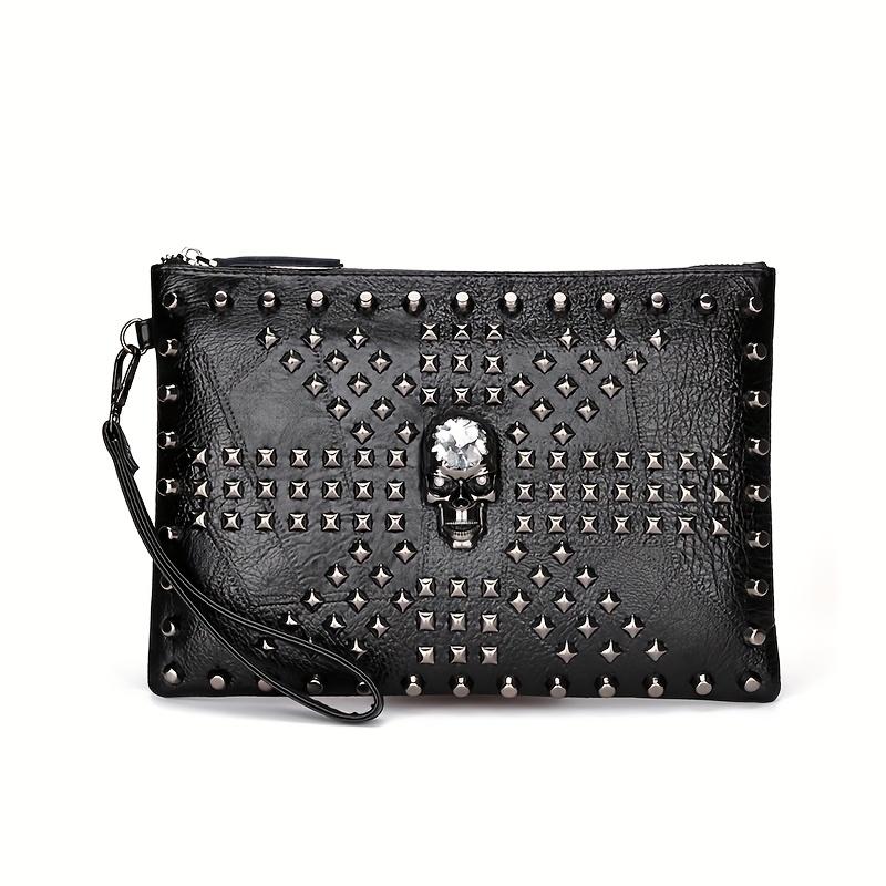 New style men's bag, fashionable and versatile women's bag, rivet envelope clutch, small bag, large capacity hand-held bag