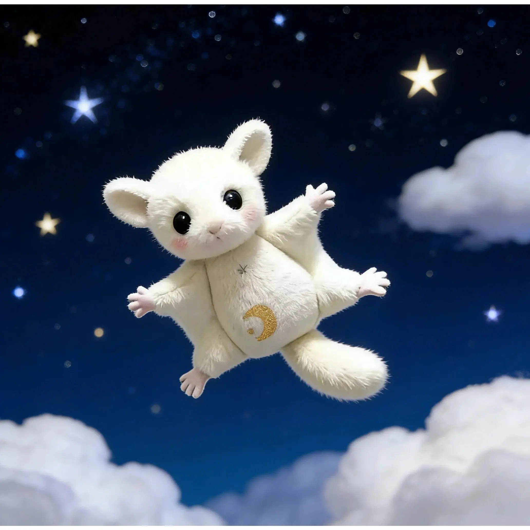 Sugar Glider Plush Keychain, Cute Moon & Star Pattern Stuffed Animal, Backpack Hanging Ornament, Gift Ideas for Girlfriends, Animal Shape, Nylon Blend, Gifts For Women, Animalshape, Hangingornament, Stuffedtoy
