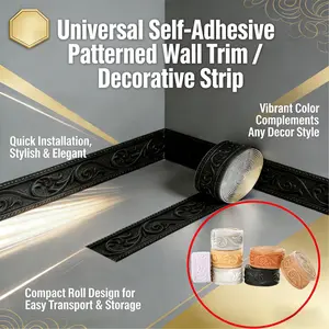 220cm 3D Embossed Flexible Foam Wall Decor, Light Luxury Design, Self-Adhesive Backing Board Trim, Decorative Wallpaper Border, Wall Molding, Adhesive Wall Molding, Baseboard Molding, Wall Molding