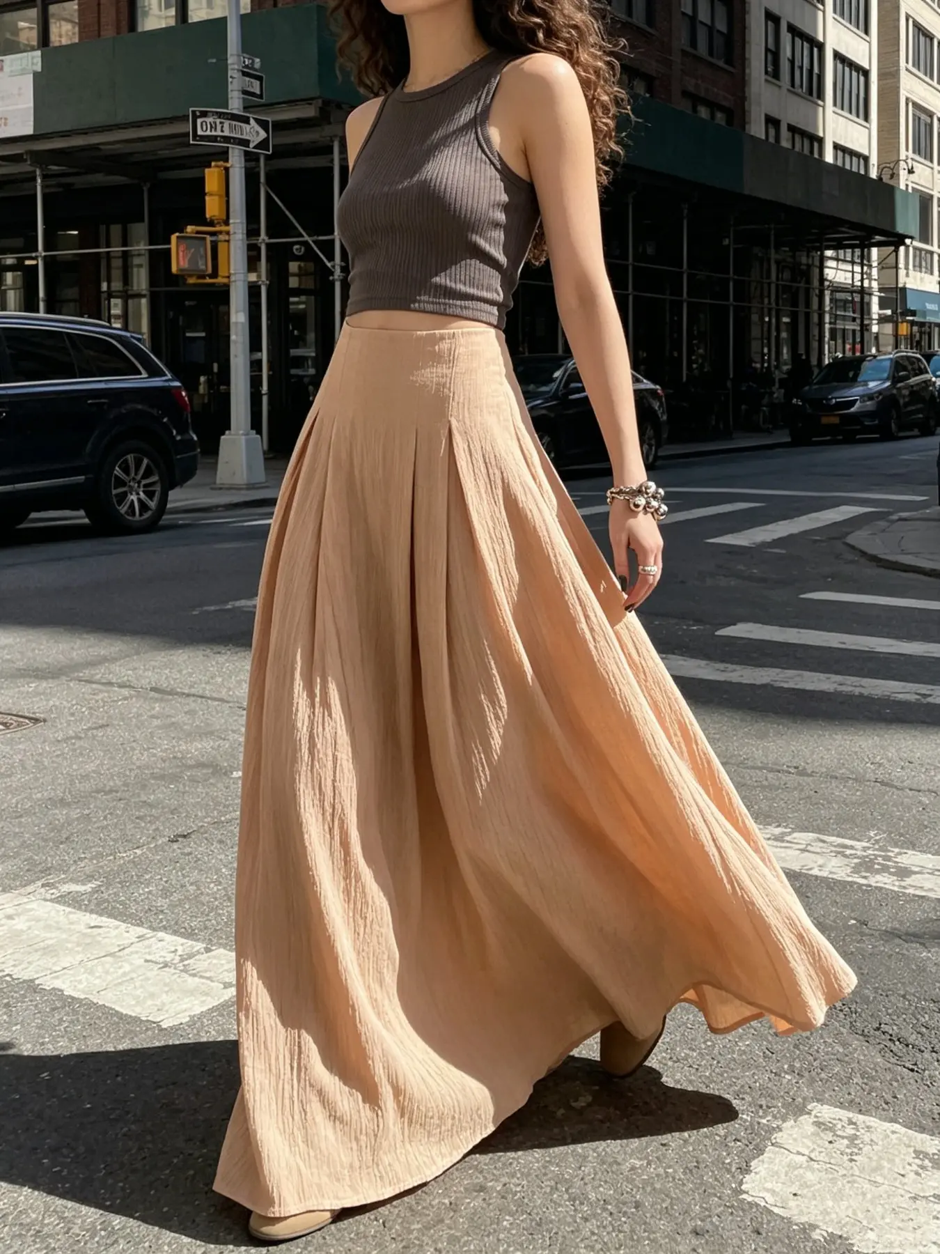 Women's High Waist Long Maxi Skirt, Breathable Comfortable Dress, Spring Fall Urban Casual Fashion, Vintage Slimming Bottoms, Four-Season Versatile Skirt