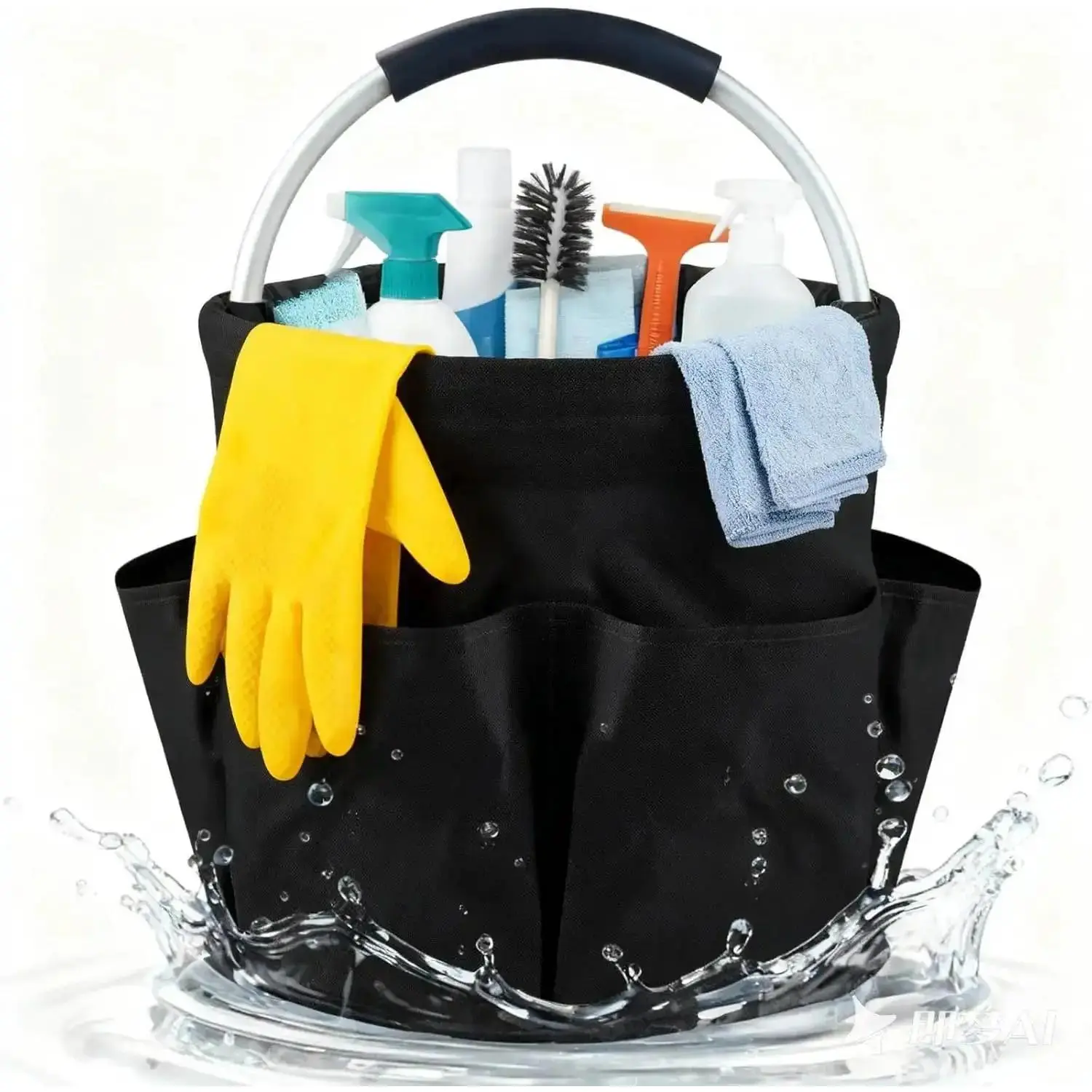 Cleaning Caddy With Handle, Foldable Storage Cleaning Product Organizer, Cleaning Caddy for Cleaning Supplies Outdoor Camping, Portable Multifunctional Cleaning Bucket tool Bag Organizer