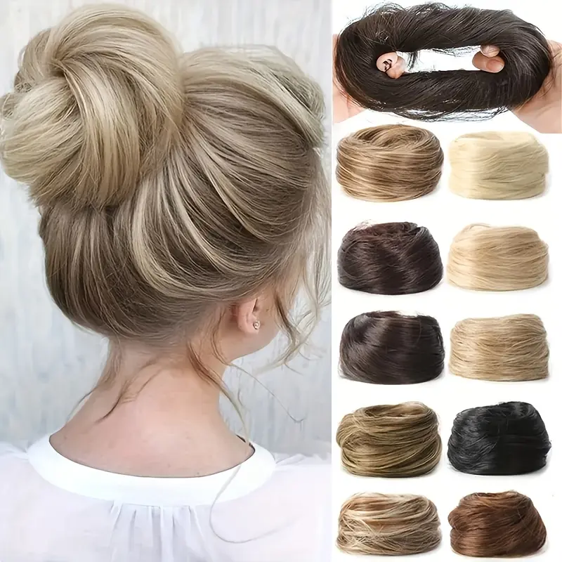 Synthetic Messy Bun Hair Piece for Women, Curly Updo Scrunchie Extension for Instant Volume and a High Crown, Ideal for Everyday Wear, Scrunchie Base