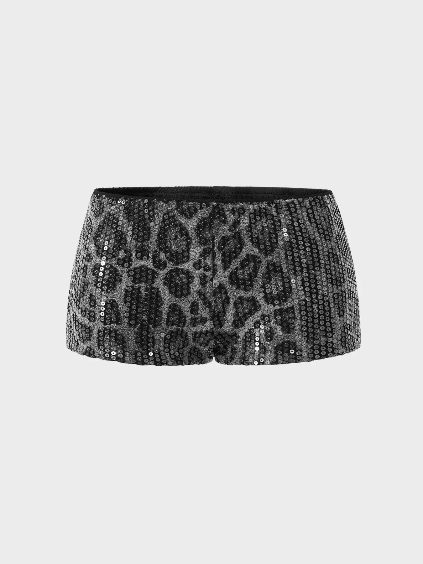 Women's Glitter Leopard Print Shorts, Cheeky Bottoms, Low Waist Sexy Clubwear, Perfect for Parties, Clubs, Music Festivals, All Seasons