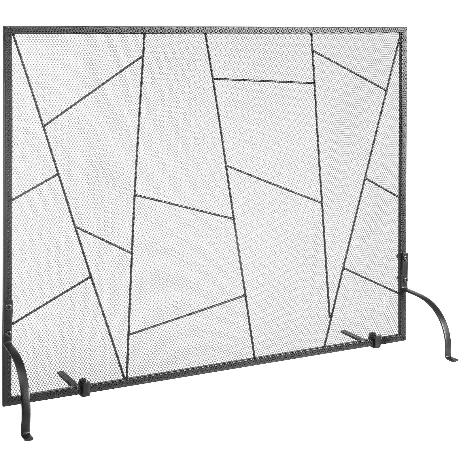 VEVOR Single Panel Fire Screen, Sturdy Iron Mesh 35.6x28.4" Spark Guard Cover, Free Standing Indoor Use Fire Fence Grate, Easy Installation, Modern Living Room Home Decor Furniture