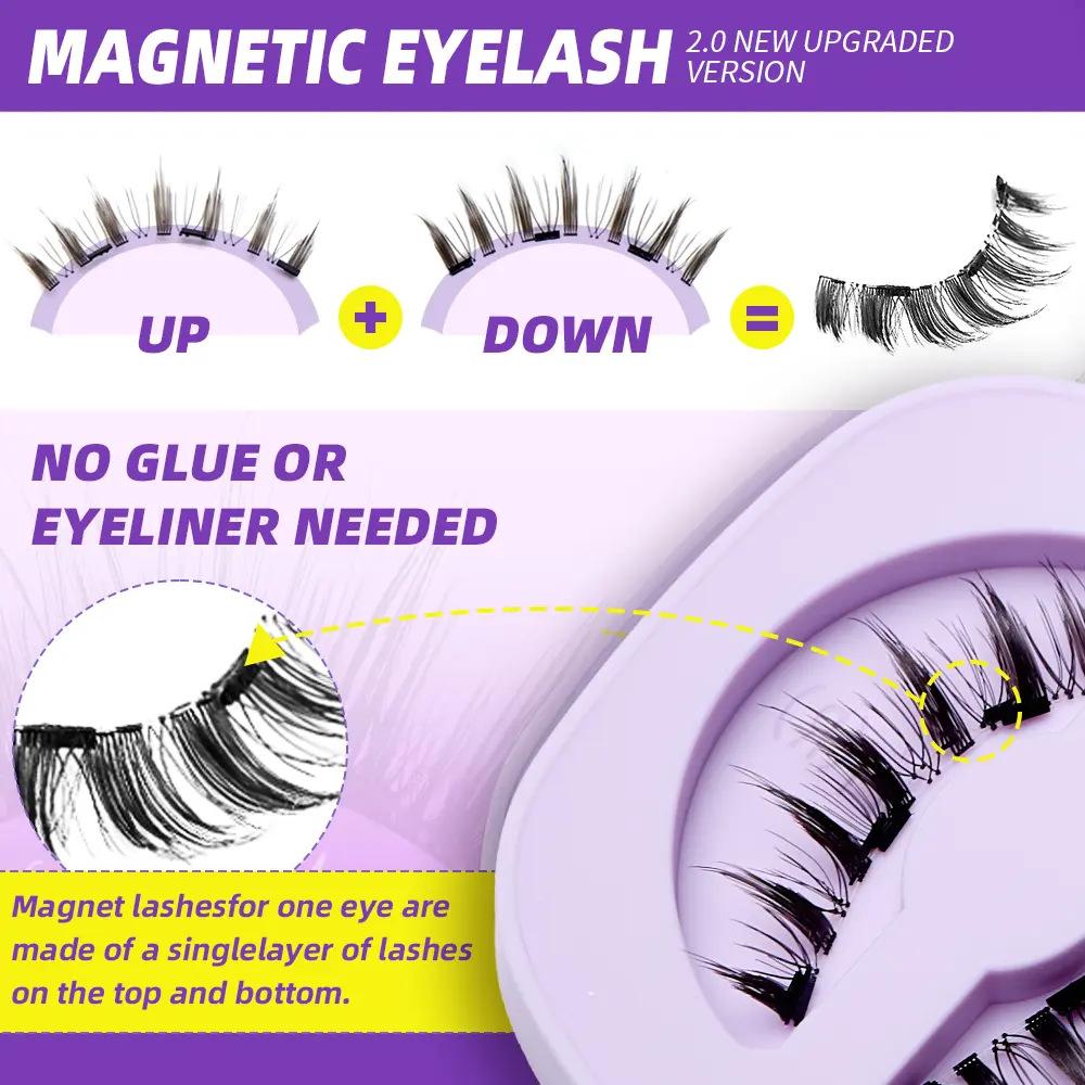 Soft Magnetic Eyelashes, Dual Magnetic False Eyelashes without Eyeliner, Extensions, Waterproof, Reusable, Glue-Free, Eyeliner-Free Makeup Cosmetic,Natural Look