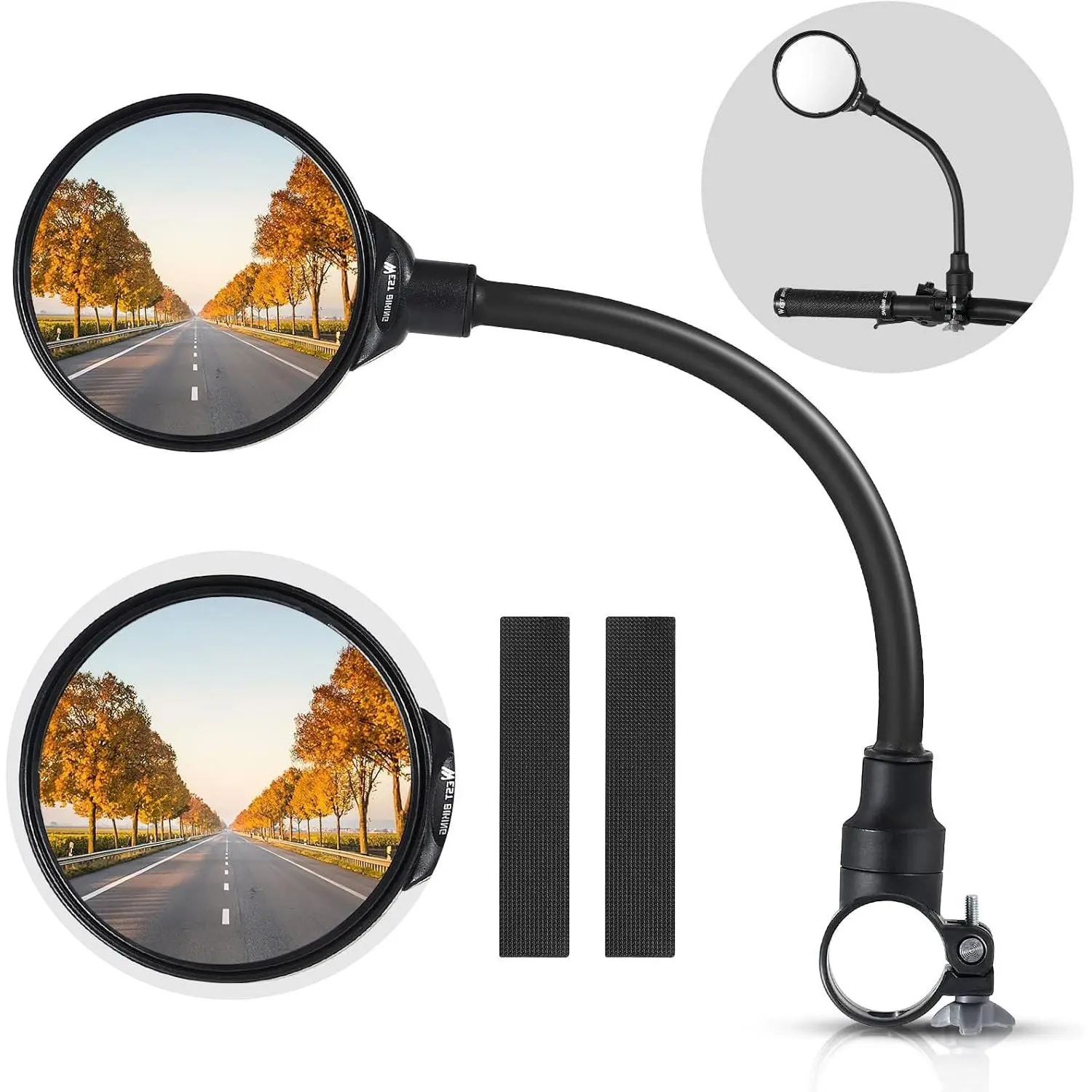 Bike Mirror Handlebar Mount, Adjustable Rotatable Bicycle Rear View Mirror, Wide Angle Acrylic Convex Safety Mirror for Mountain Road Bike