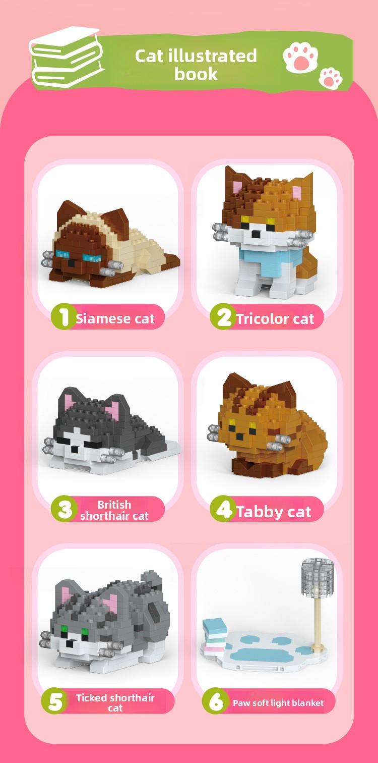 Cute Mini Particle Cat & Dog Building Blocks, Fun for Kids & Adults, Decor & Gift Idea, Perfect Time Killer,6PCS Cartoon Cat & Dog Pet Figures Building Blocks Set,Cute Cat Dog Micro Building Blocks Animal Model Kit for Kids Adults