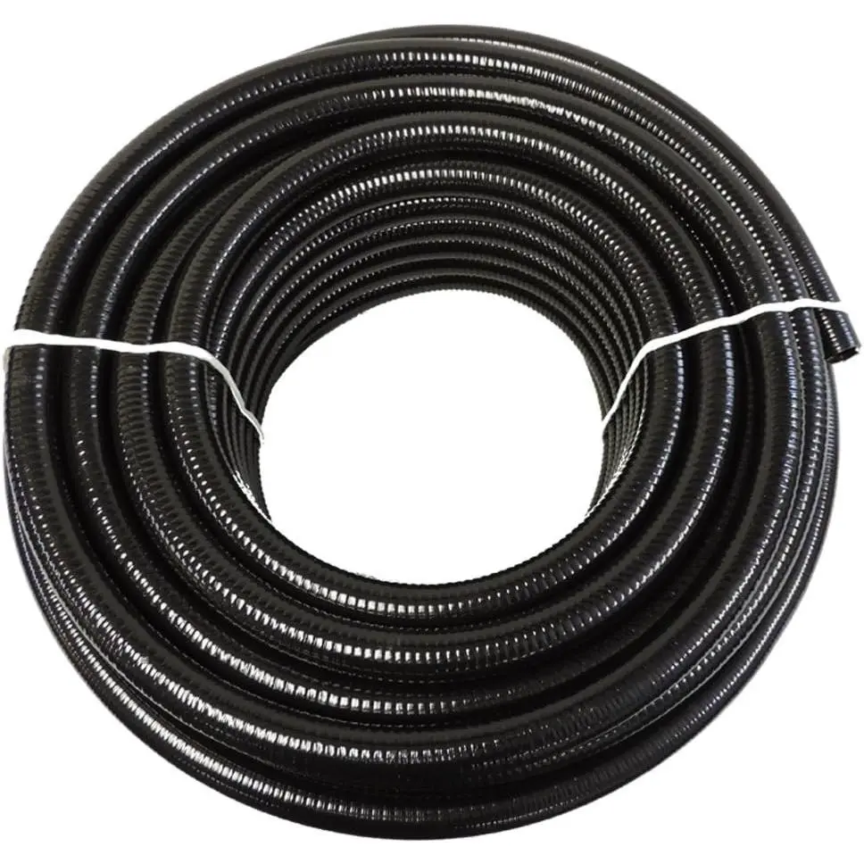 (1 1/4" Dia. x 25 ft) - Black Flexible PVC Pipe for Koi Ponds, Irrigation and Water Gardens