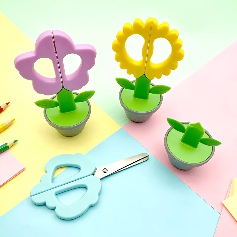 Creative Macaron Color Standing Flower Office Scissors, Cute Portable Stationery Scissors, DIY Craft Paper Cutting, Craft Cutting Tool, Desk Decor Item
