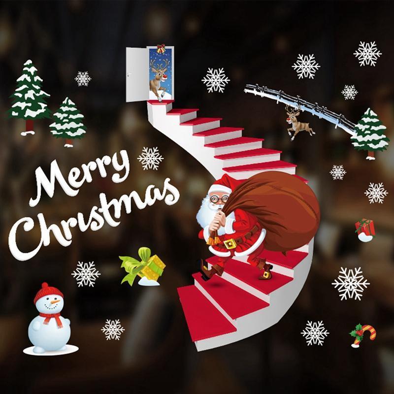 Christmas Window Sticker Merry Christmas Decorations For Home 2024 Cristmas Ornament Xmas Navidad Natal Gifts New Year 2025
