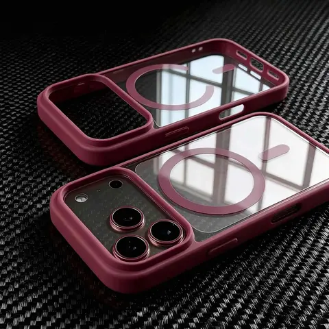 Transparent Magnetic Cellphone Protector for iPhone 18 Pro Max - New Burgundy Phone Accessories Case, MagSafe-Compatible, Wireless Charging Support, Device Protection
