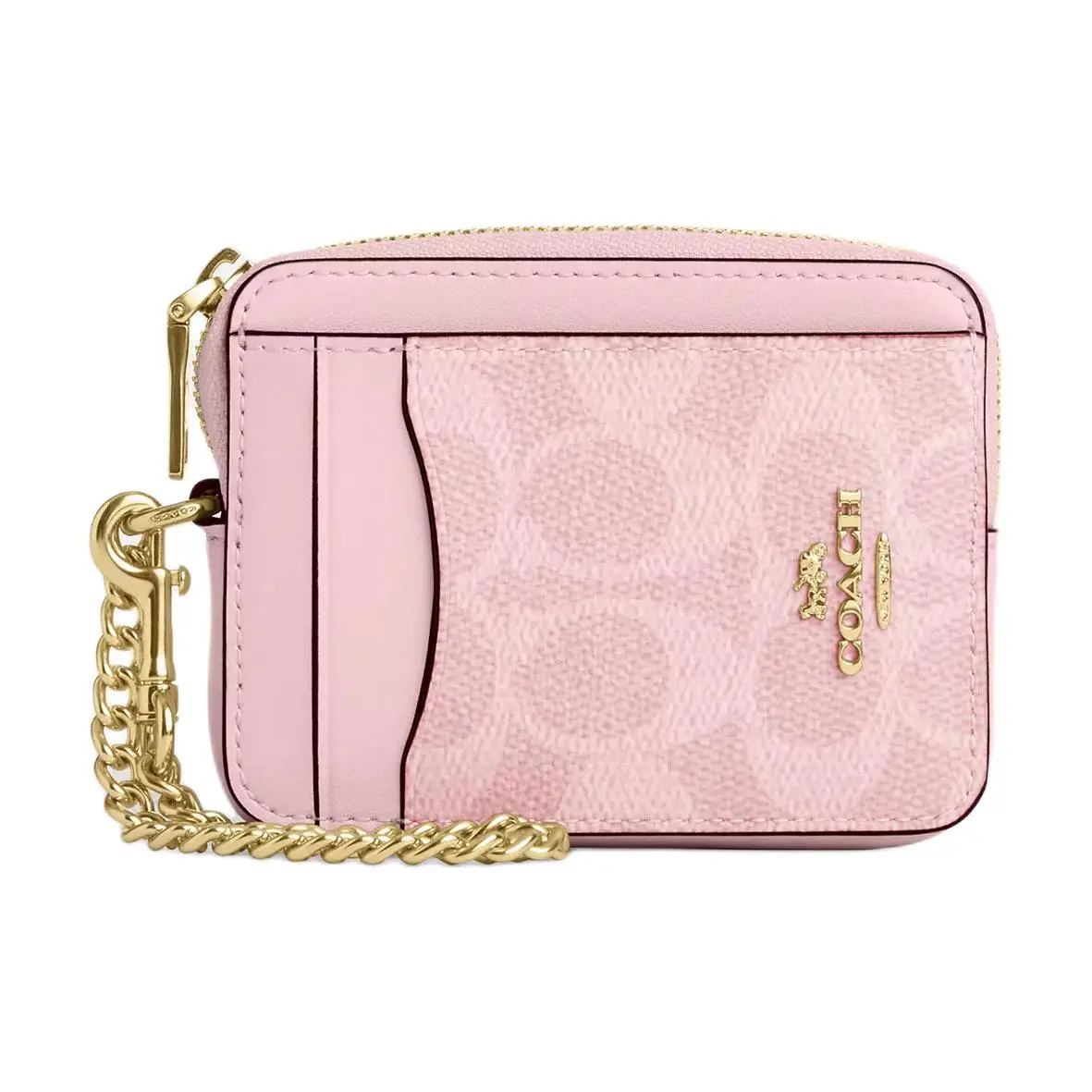 Coach Classic 11 Logo Cardholder with Gold Hardware, Coated Canvas, Women's Style, Pink