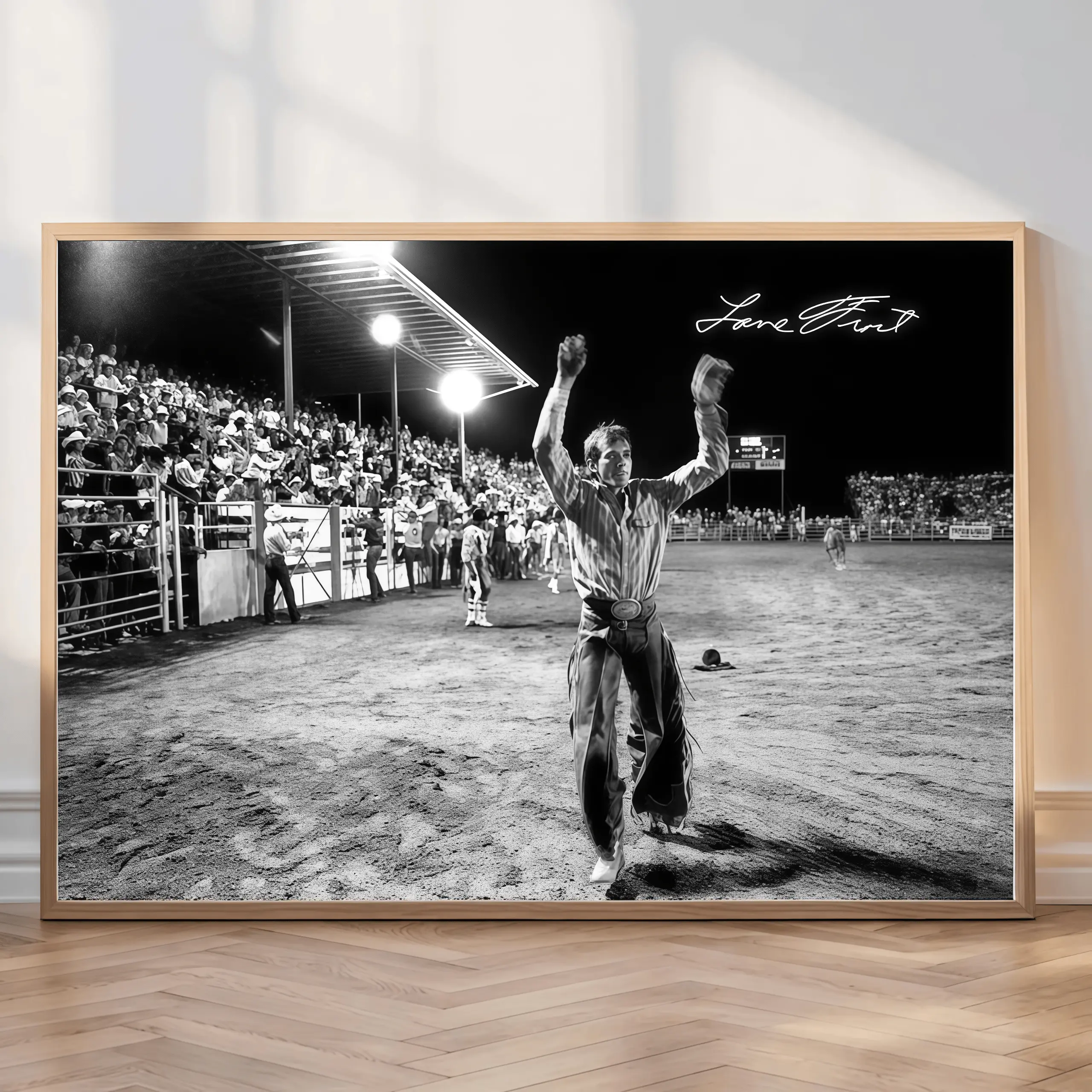 [NO FRAME] Vintage Lane Frost Signed Artistic Satin Poster, Legendary Bull Rider Rodeo Scene, Classic Western Artwork, Aesthetic Room Decor Print, Bull Riding Wall Art, Cowboy Poster, Western Decor, Rodeo Art Print, Man Cave Wall Decor, Rustic Home Decor,