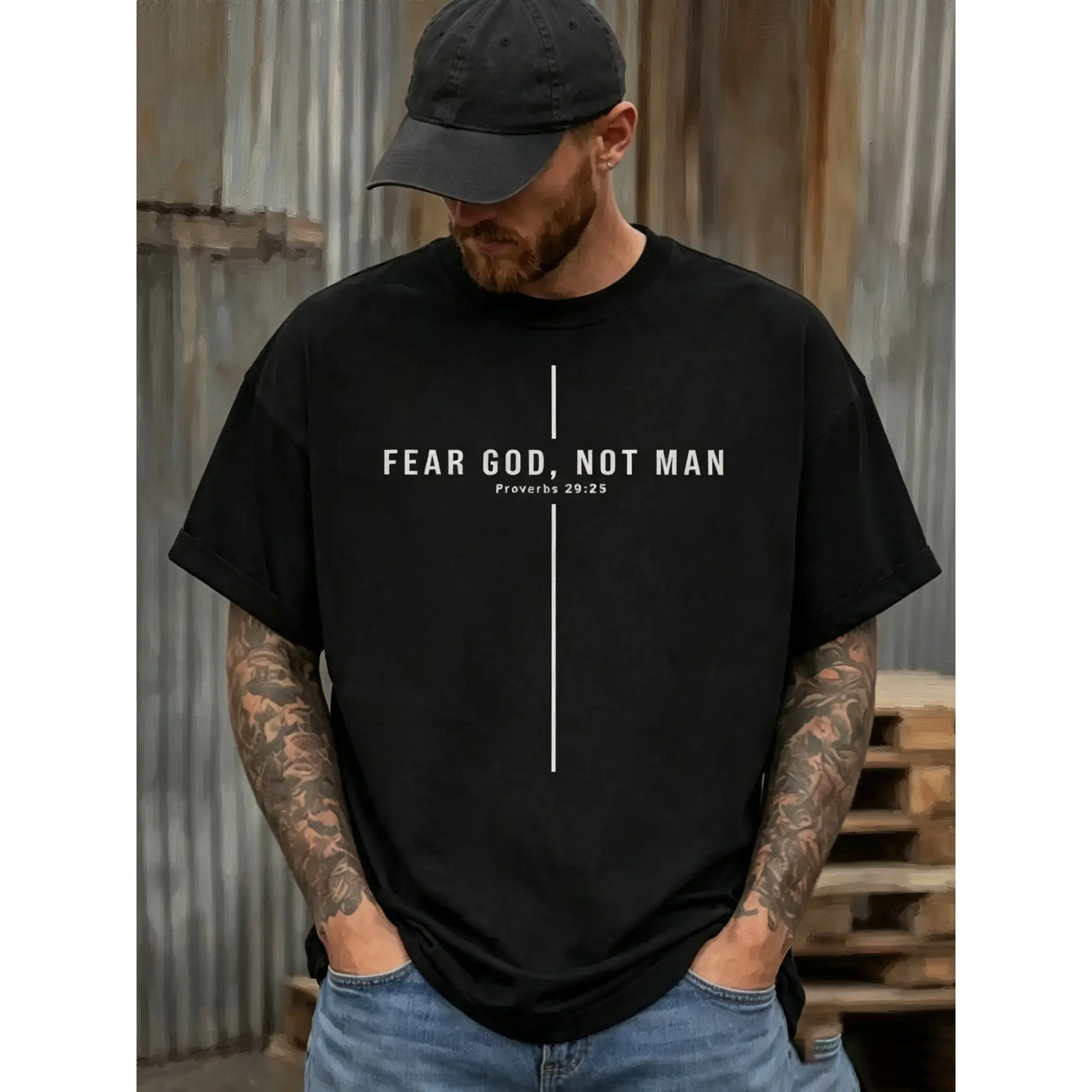 Fear God Not Man - Proverbs 29:25 - bible verse shirt men - christianity shirt - adult baptism gift - church design