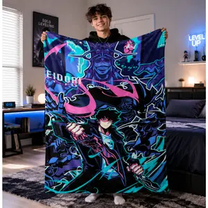 Solo Leveling Premium Flannel Blanket 200x150cm Large Ultra Soft Warmth Multi Scene Home Hotel Sofa Bedding Compact Storage Perfect Anime Gift For True Fans