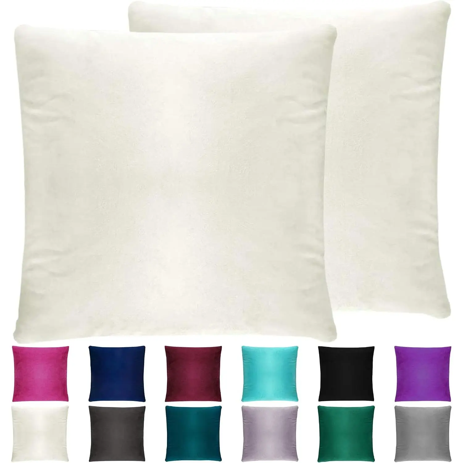 Pillow Covers - Pack of 2 Pillowcases, 16 x 16 Inch Throw Pillow Cover, Decorative Square Pillowcase, Soft Cushion Case,Fade Resistant Pillow Case for Bedroom, Sofa, Couch, Cream White