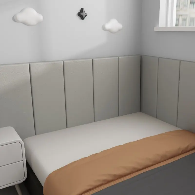 8pcs Self-Adhesive Bed Headboard, Artificial Leather Surface, Soft Vinyl Foam Sponge, Waterproof, Easy Clean, No Drilling, Removable