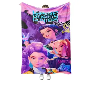 1pc Trendy Pop Music Girl Artist Group Print Flannel Blanket, Warm Ultra Comfortable Multi-Purpose Throw, Portable Nap Cover For Office Room Decor Travel Camping Sofa Bed, Viral Fan Home Textile, Ideal Birthday Halloween Thanksgiving Christmas Holiday Gif