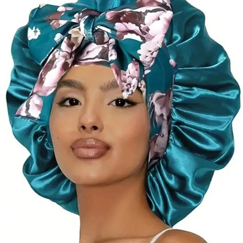 Silky Satin Sleeping Bonnet, Adjustable Sleeping Bonnet with Printed Tie Design, Soft & Skin-friendly for Nighttime Curl Retention & Natural Hair Maintenance, Heatless Sleep Bonnets Curly Hair Nightcap