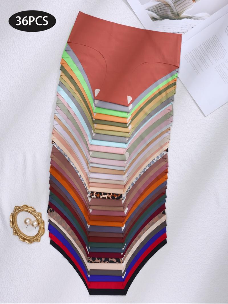 Women's Plain / Leopard Print Seamless Briefs, Multicolor Elegant Soft Comfy Breathable Panties for Daily Wear, Underwear for All Seasons, Daily Casual Underwear