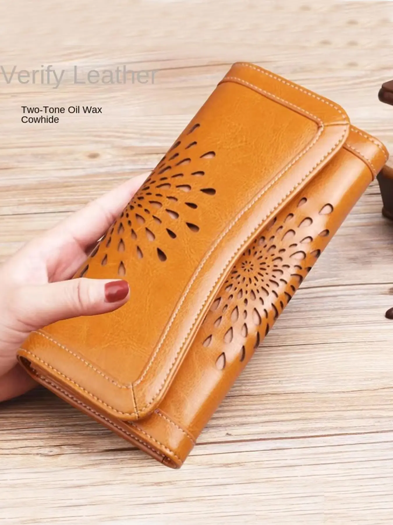 Elegant Hollow Sunflower Design Women's Wallet, Long Handbag with Card Holder, Phone Pouch, Travel Wallet, Perfect Gift for Birthday and Valentine's Day